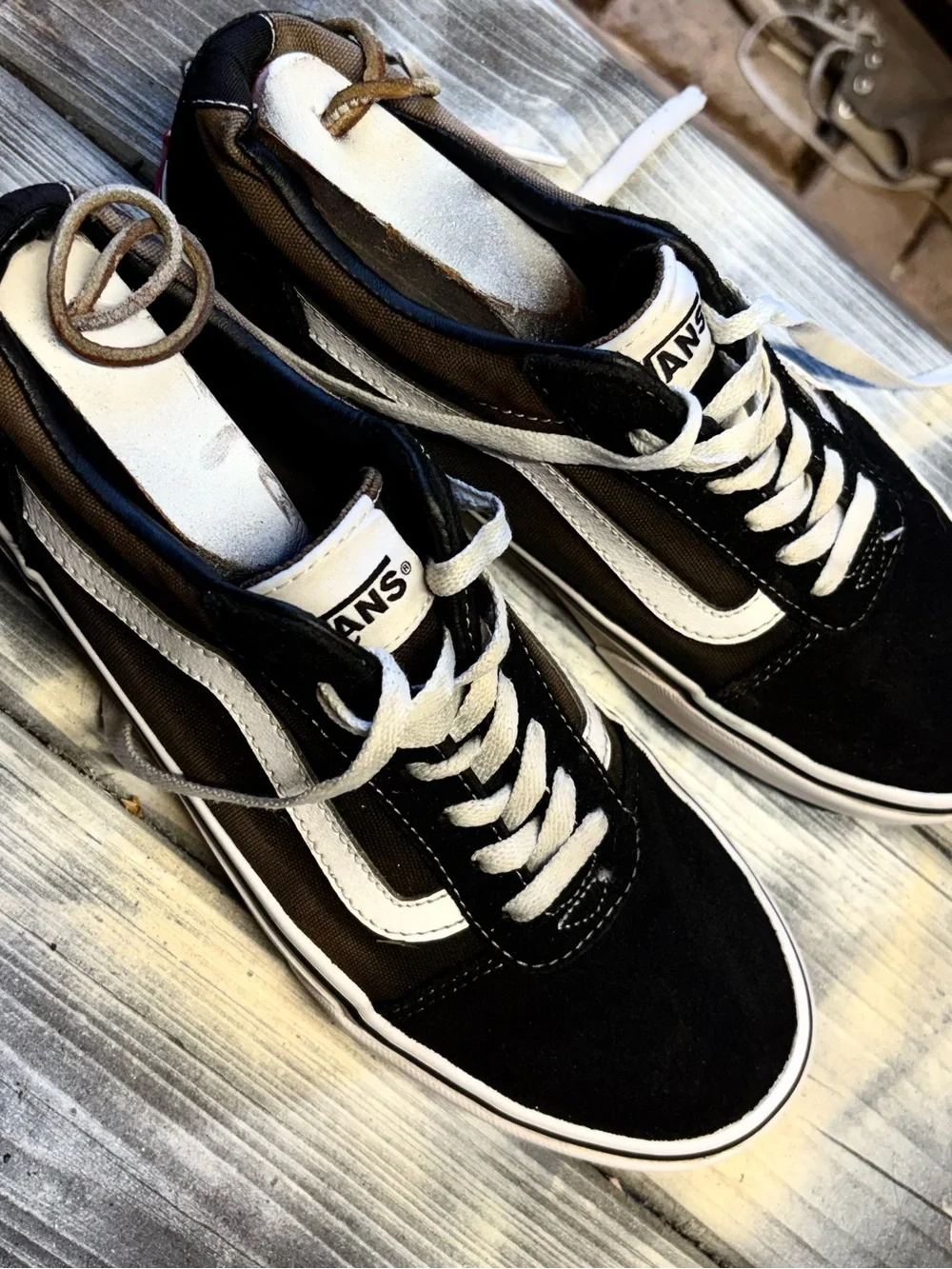 Vans Black and White Low-Top Skate Sneakers